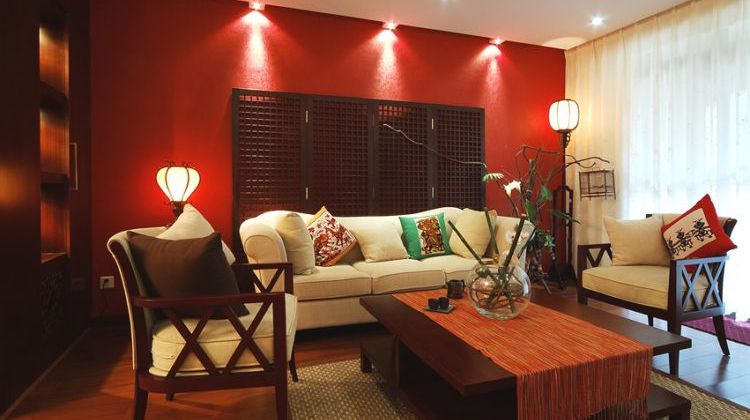 Red Accent Wall Living Room Design Ideas
