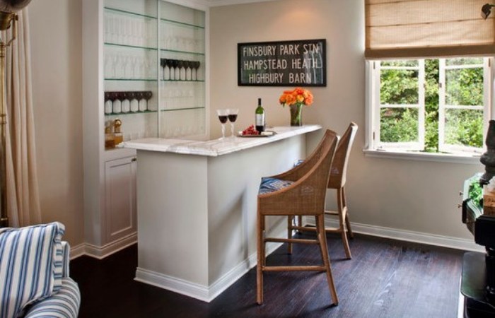 Corner Mini Bar Design in Living Room