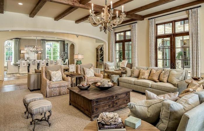 Beautiful French Country Living Room Design Idea