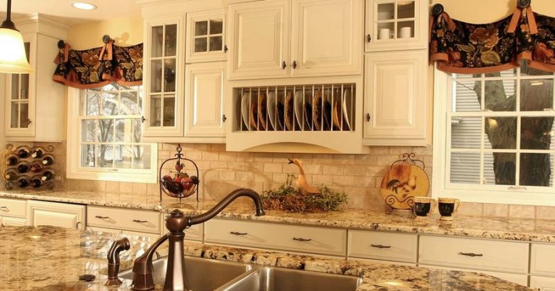 French country kitchen cream cabinets