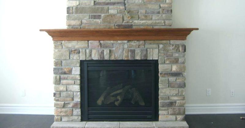 Gas fireplace with stone surround