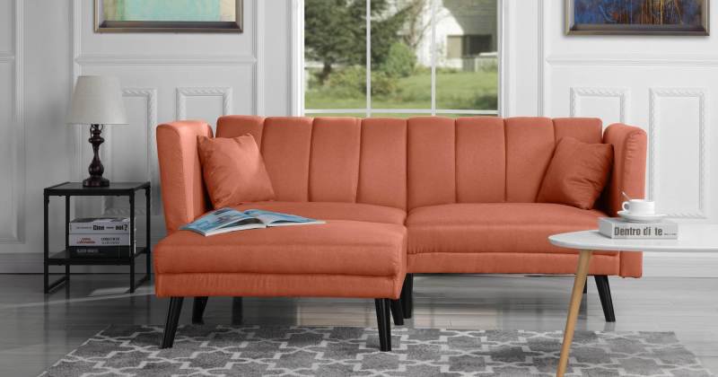 Orange mid century sofa