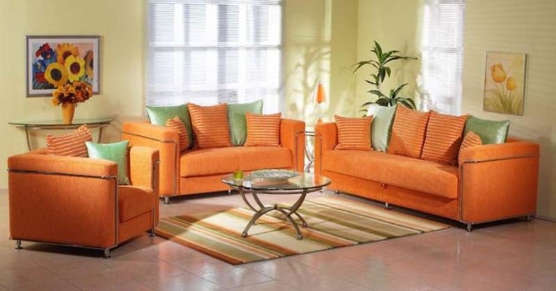 Orange sofa pillows