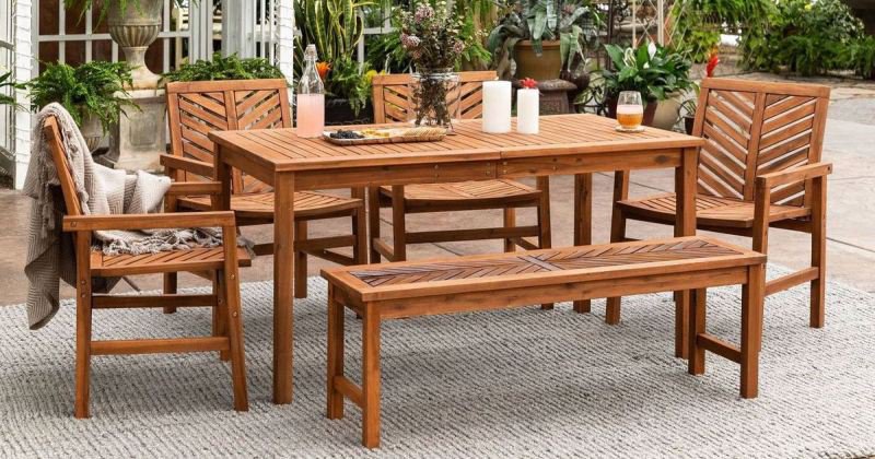 Outdoor patio dining set with bench