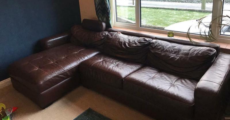 Leather corner sofa with pull out bed