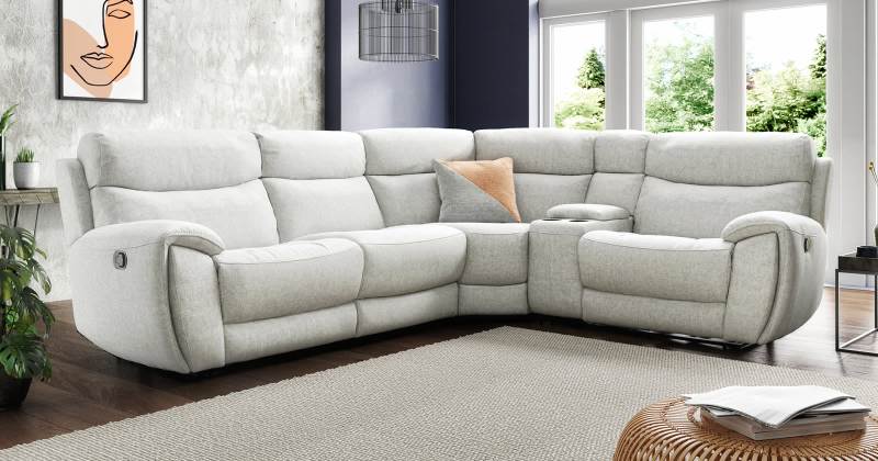 Leather corner sofa with recliner