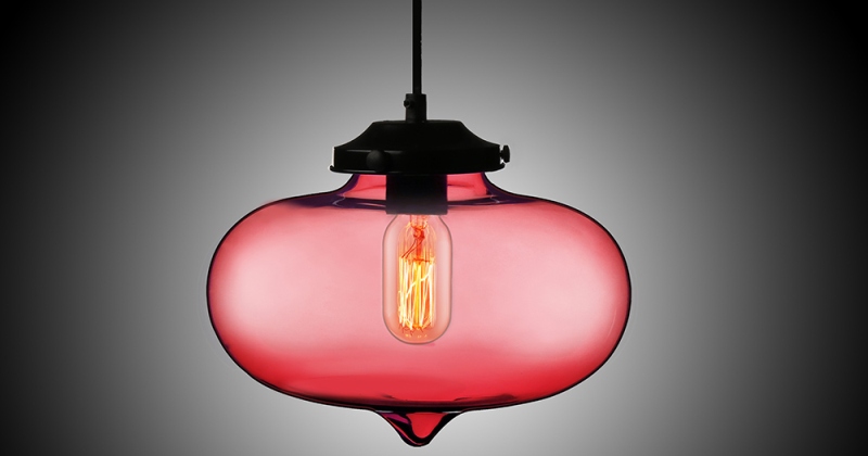 Red blown glass pendant lights