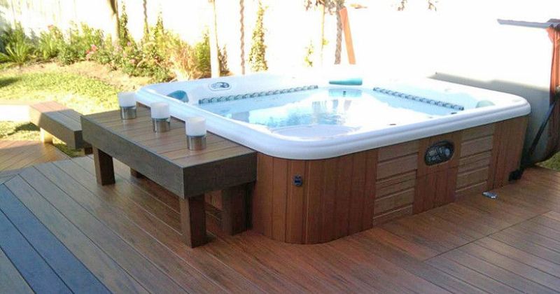 Sunken hot tub deck design